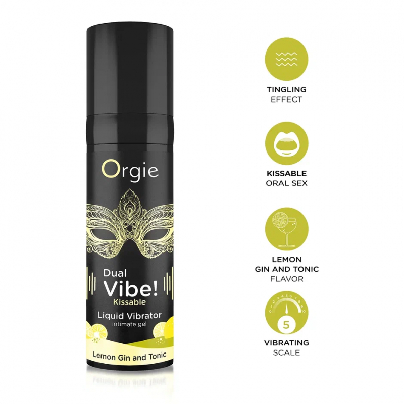 Жидкий вибратор "Orgie Sexy Vibe Kissable Liquid Vibrator" с ароматом и вкусом лимон & джин-тоник 